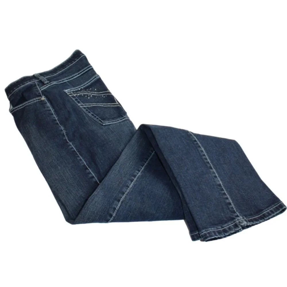 Wrangler Q-Baby Embroidered Pocket Medium Blue Boot Cut Jeans, Size 9-10…